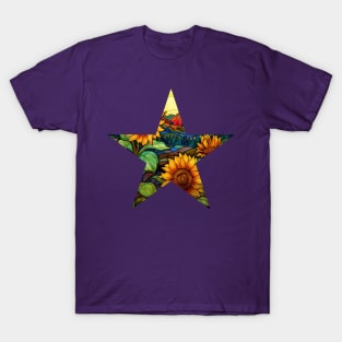 Sunflower Stained Glass Star T-Shirt